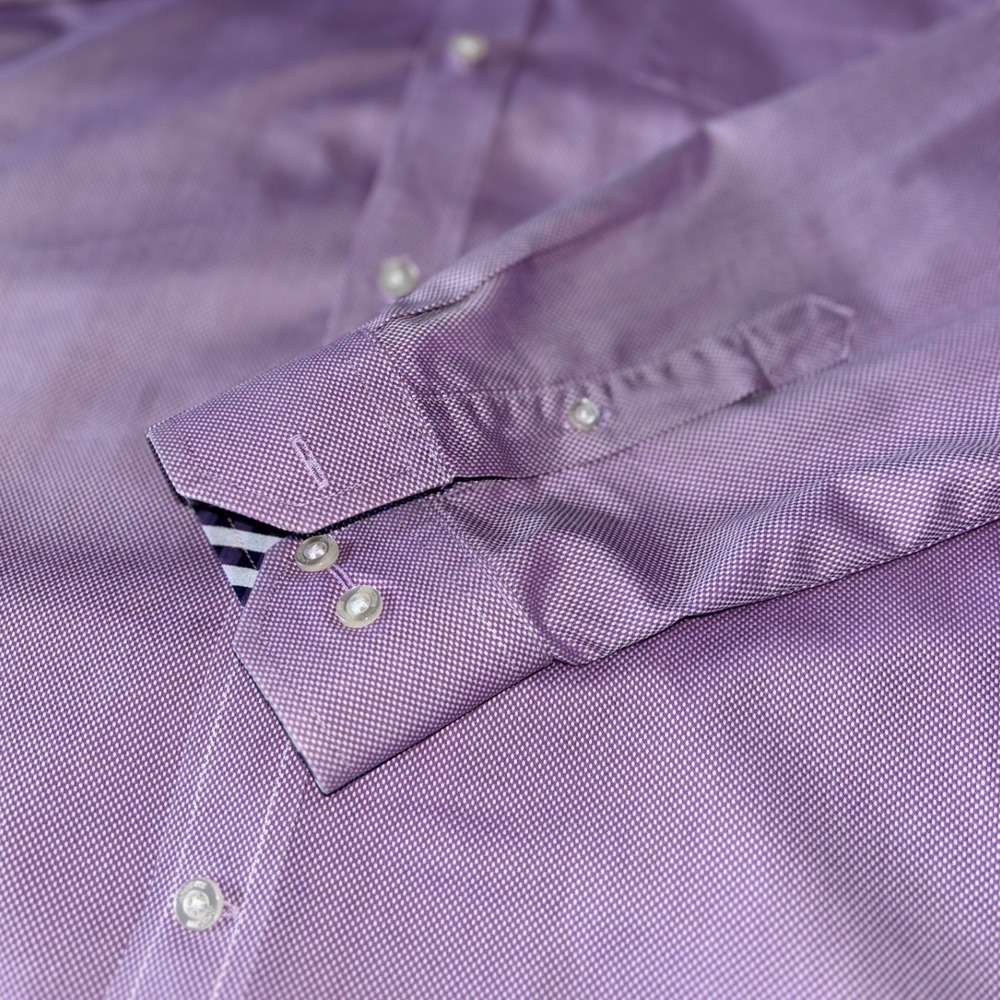 Johnston and Murphy Mens Purple Long Sleeve Button Down Shirt 100% Cotton Size L - Picture 2 of 7